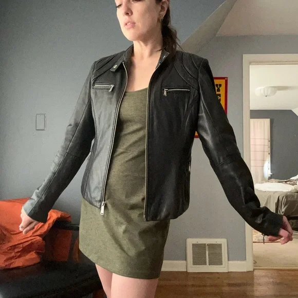 Vintage Neiman Marcus Genuine Leather Biker Jacket Coat Medium - Picture 3 of 10